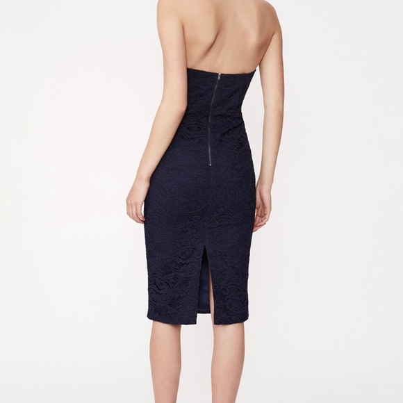 NWT Bardot Navy Blue Riviera Lace Corset Halter Dress Sz S Small US 4 - Picture 3 of 8